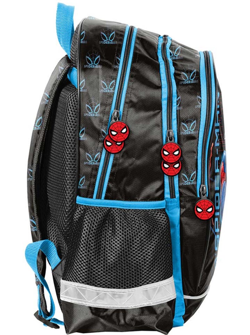 Sac à dos scolaire Spider-Man finition synthétique brillante Paso Noir Bleu Blanc - Kiabi