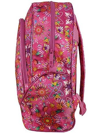 Sac à dos souple motif floral rose 40 cm fermeture zippée LA_BOUTIQUE_DES_TOONS