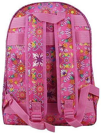Sac à dos souple motif floral rose 40 cm fermeture zippée LA_BOUTIQUE_DES_TOONS