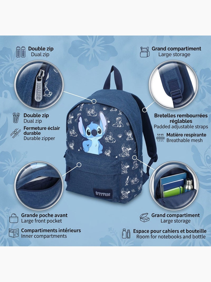 Sac à dos Stitch Disney 37 cm primaire collège fille 795-01104 Bleu Multicolore - Kiabi