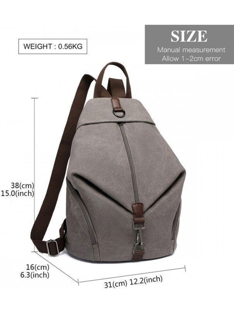 Sac à dos toile vintage poche antivol compatible trolley 31x16x38 cm - kono Gris - Kiabi