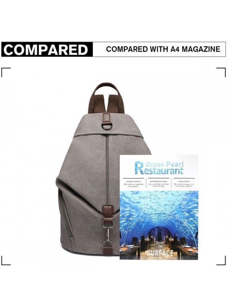 Sac à dos toile vintage poche antivol compatible trolley 31x16x38 cm - kono Gris - Kiabi