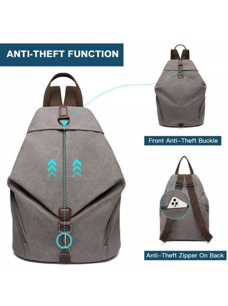 Sac à dos toile vintage poche antivol compatible trolley 31x16x38 cm - kono Gris - Kiabi