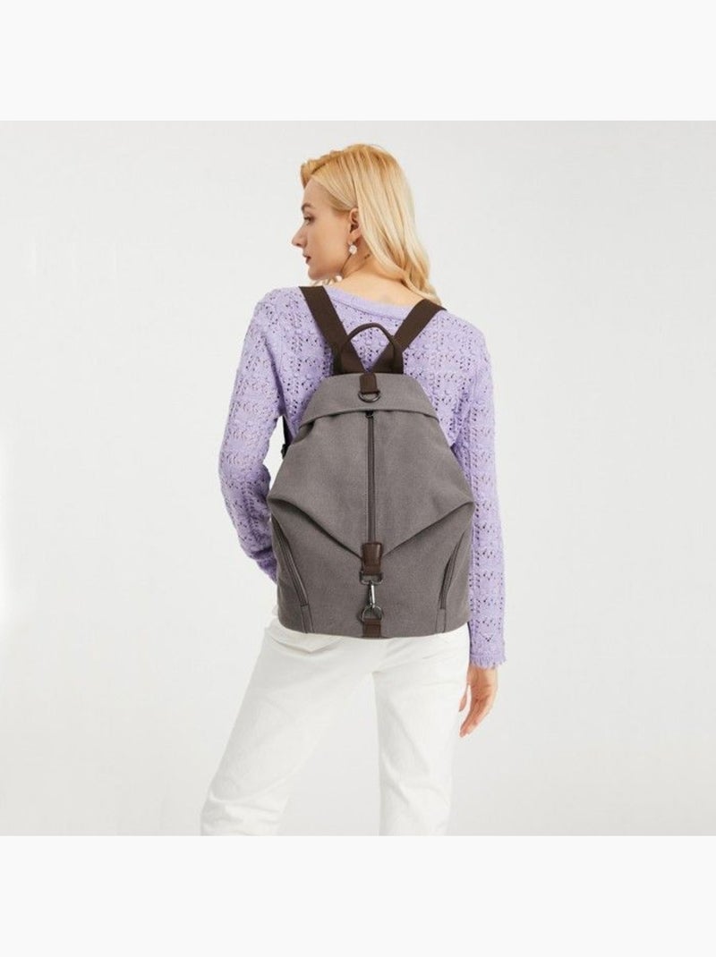 Sac à dos toile vintage poche antivol compatible trolley 31x16x38 cm - kono Gris - Kiabi
