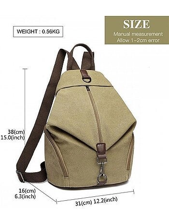 Sac à dos toile vintage poche antivol compatible trolley 31x16x38 cm - kono