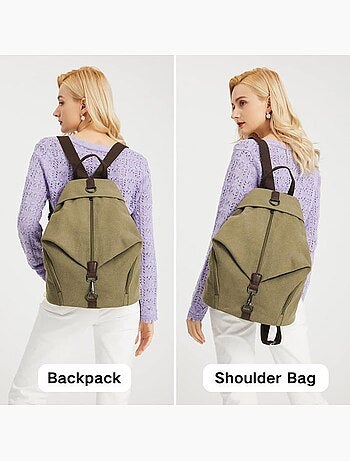 Sac à dos toile vintage poche antivol compatible trolley 31x16x38 cm - kono