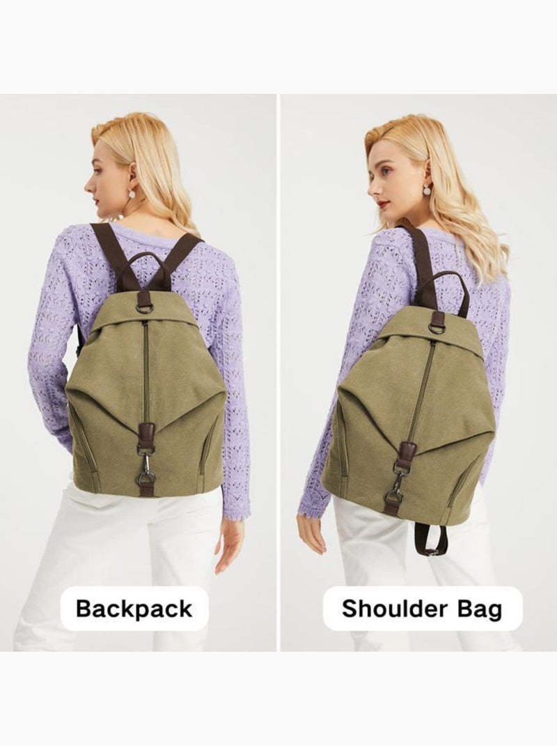 Sac à dos toile vintage poche antivol compatible trolley 31x16x38 cm - kono Kaki - Kiabi