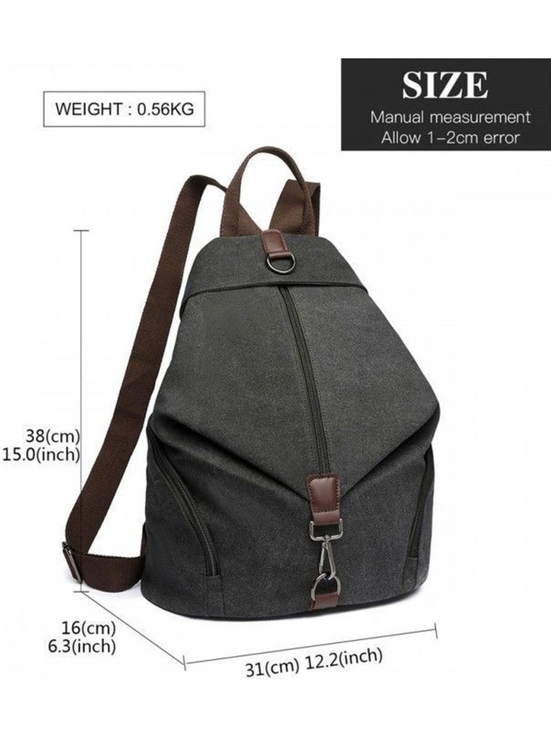 Sac à dos toile vintage poche antivol compatible trolley 31x16x38 cm - kono Noir - Kiabi