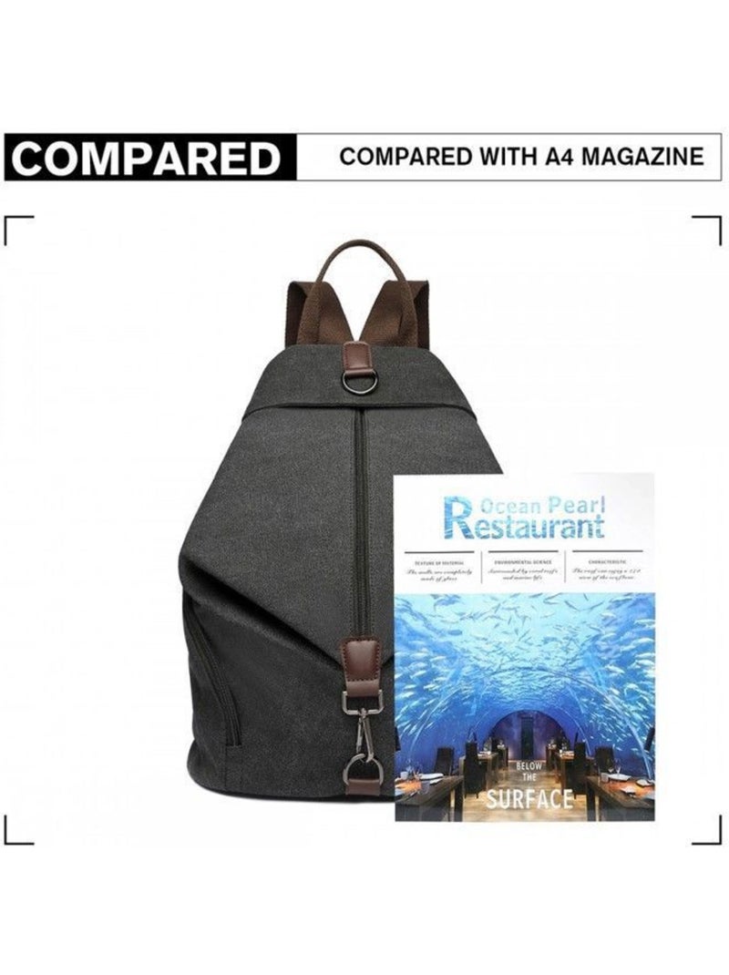 Sac à dos toile vintage poche antivol compatible trolley 31x16x38 cm - kono Noir - Kiabi