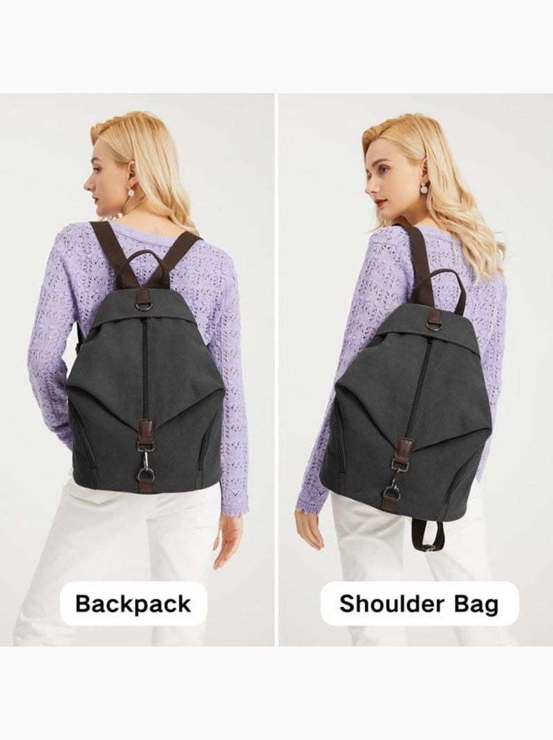Sac à dos toile vintage poche antivol compatible trolley 31x16x38 cm - kono Noir - Kiabi