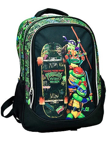 Sac à dos Tortue Ninja motif skate néon graffiti 2 compartiments