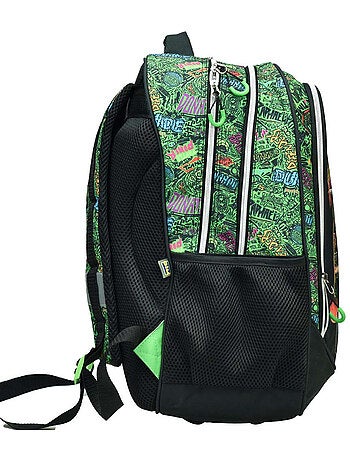Sac à dos Tortue Ninja motif skate néon graffiti 2 compartiments