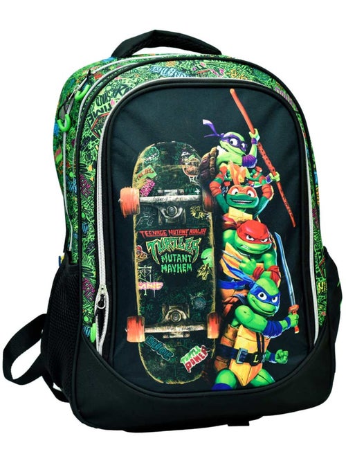 Sac à dos Tortue Ninja motif skate néon graffiti 2 compartiments - Kiabi