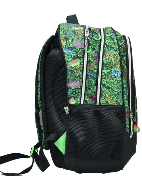 Sac à dos Tortue Ninja motif skate néon graffiti 2 compartiments - Kiabi