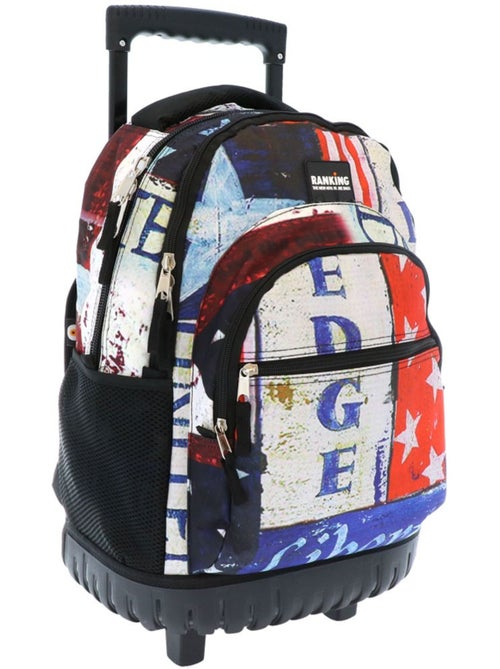 Sac à dos trolley RANKING  imprimé drapeau rétro 46 CM - Kiabi
