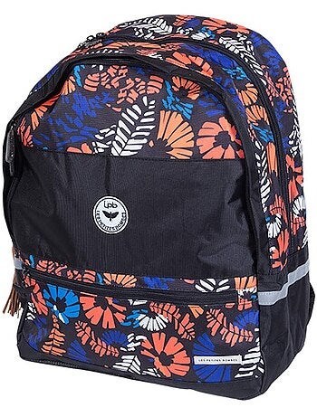 Sac à dos tropical fleuri 43 cm Les Petites Bombes 2 compartiments à zip