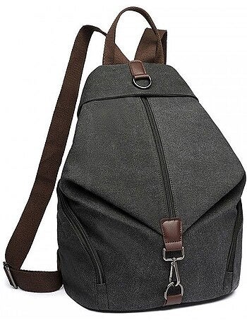 Sac à dos vintage en toile camping et école 31x16x38 cm - kono