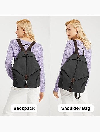 Sac à dos vintage en toile camping et école 31x16x38 cm - kono