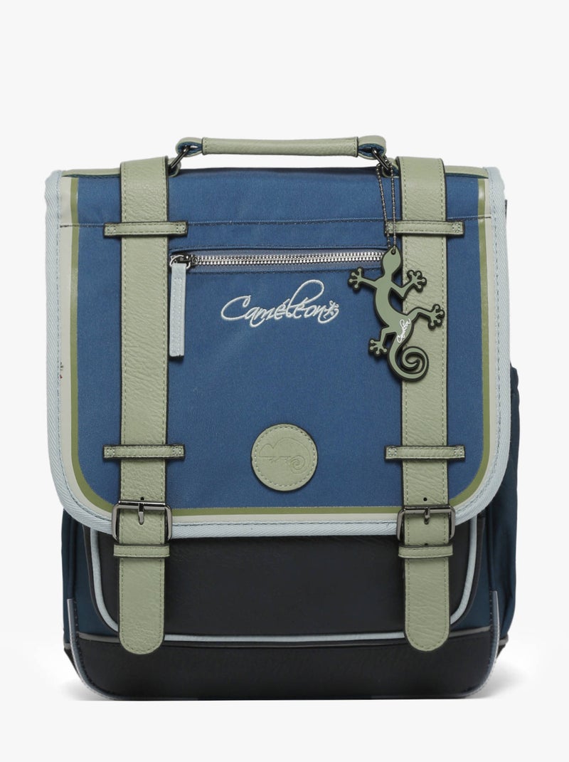 Sac À Dos Vintage Urban 2 Compartiments Cameleon Bleu Vert Noir - Kiabi