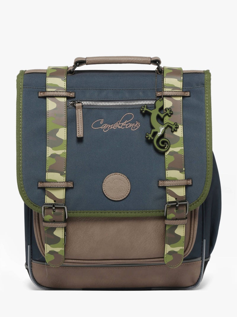 Sac À Dos Vintage Urban 2 Compartiments Cameleon Gris Kaki Bleu - Kiabi