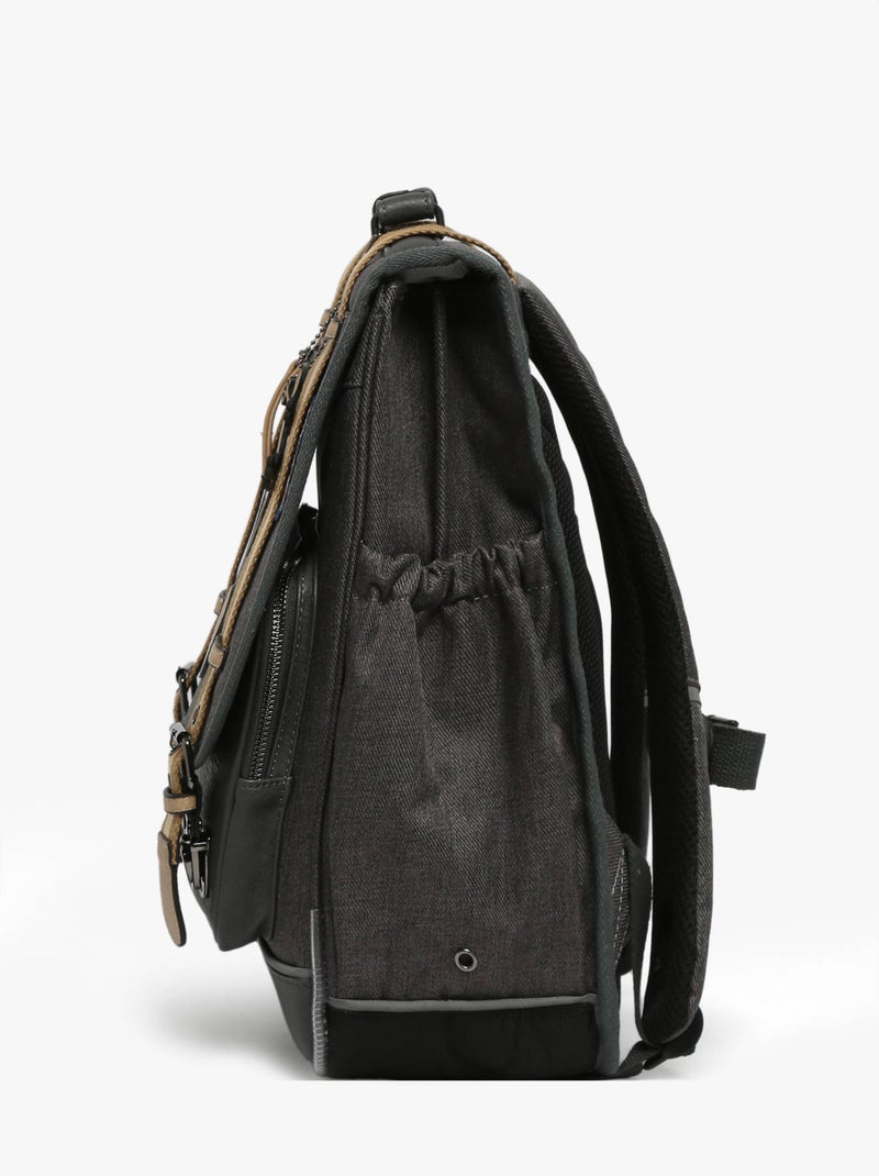 Sac À Dos Vintage Urban 2 Compartiments Cameleon Gris Noir - Kiabi