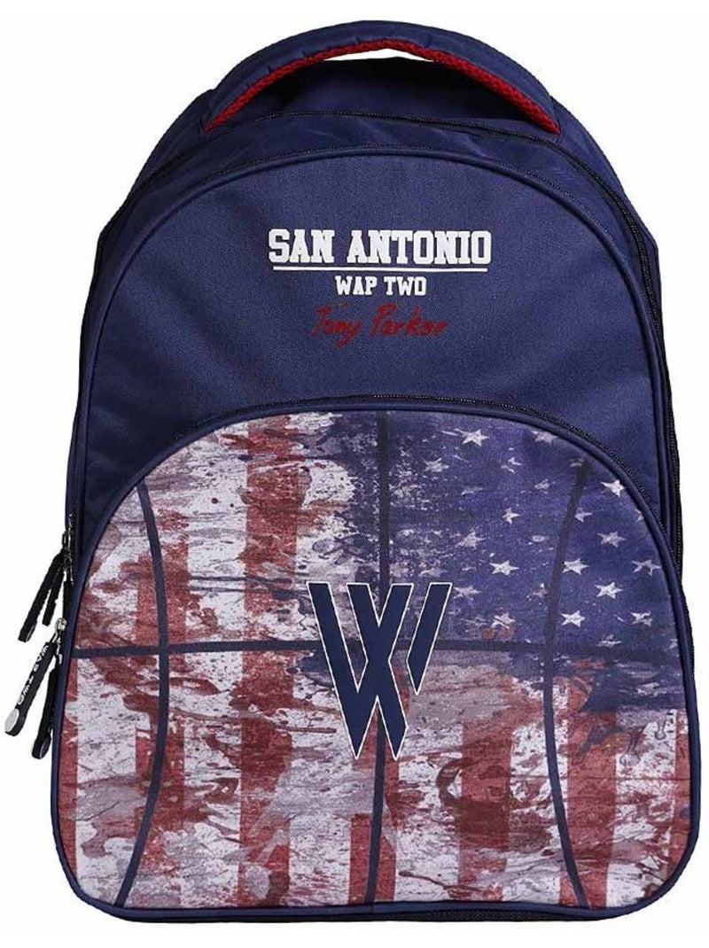 Sac à dos  Wap Two Tony Parker 43 cm 2 zips Bleu marine - Kiabi