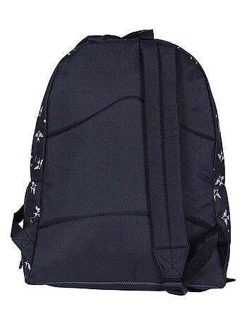 Sac à dos WAY CUSTOM noir motifs oiseaux et cœurs dorés
