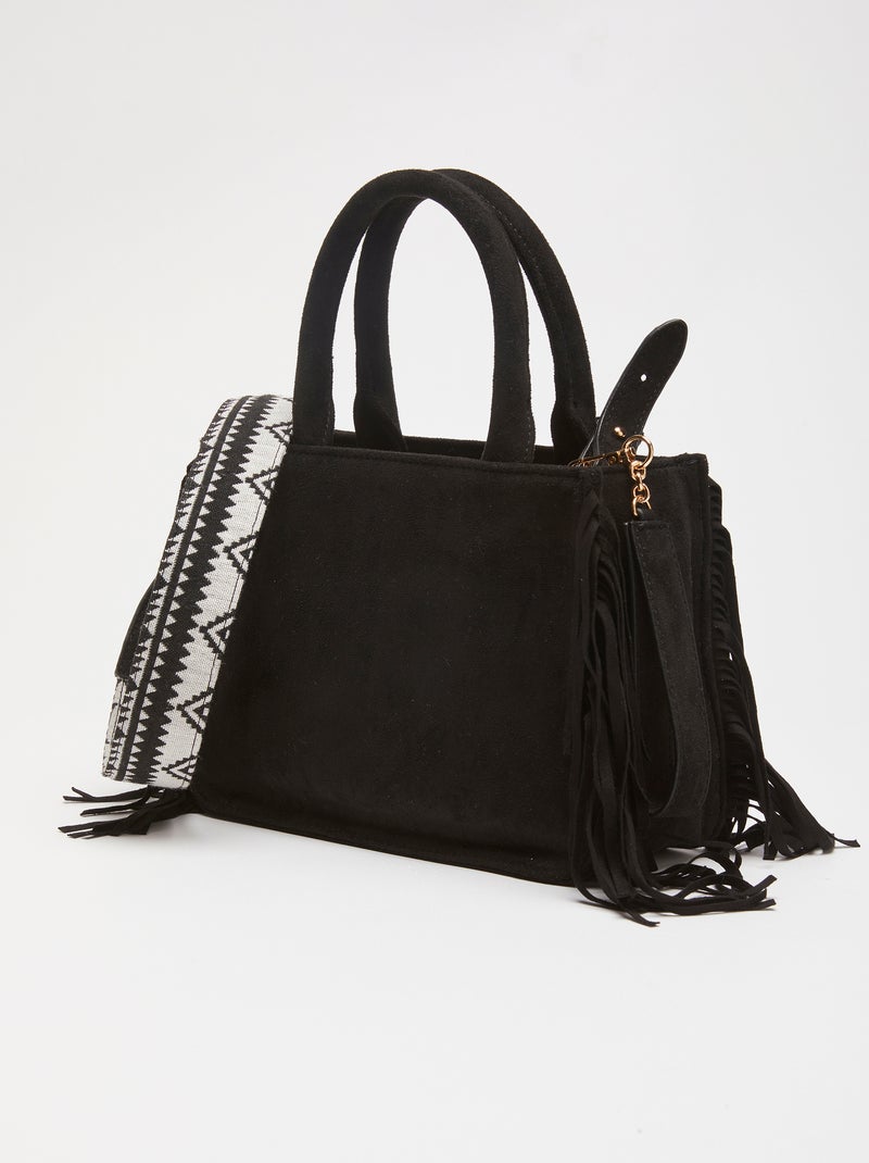 Sac à franges aspect suédé - Damart Noir - Kiabi