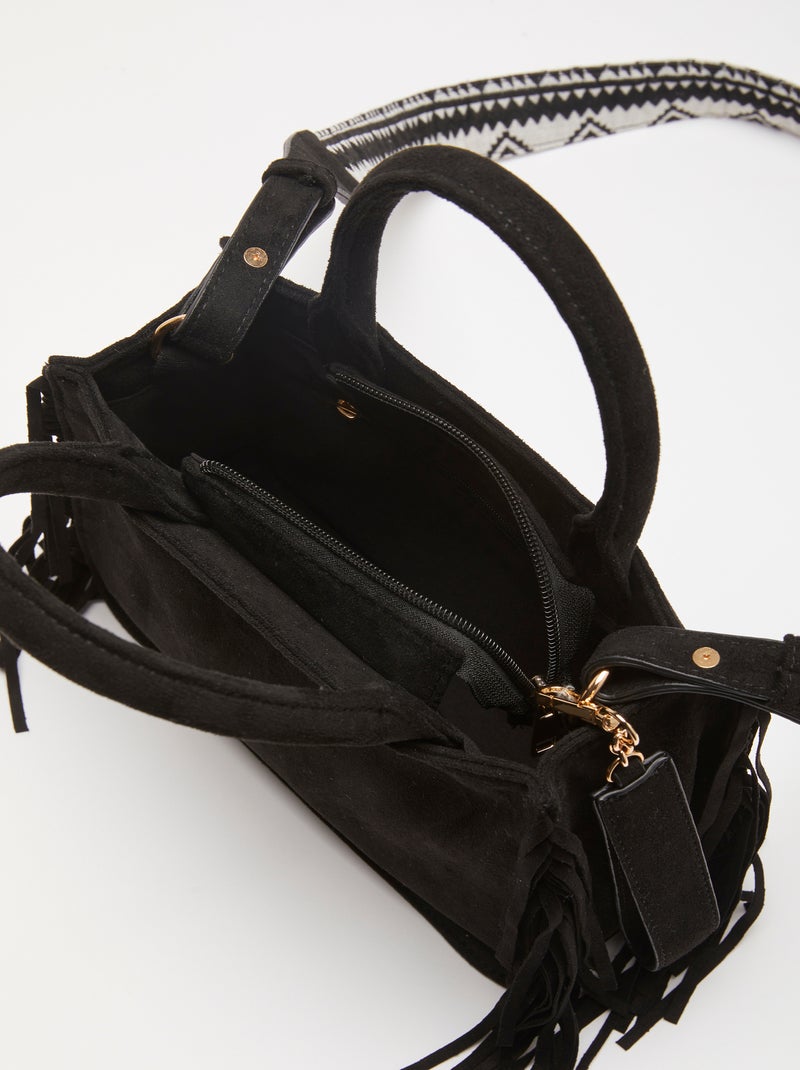 Sac à franges aspect suédé - Damart Noir - Kiabi