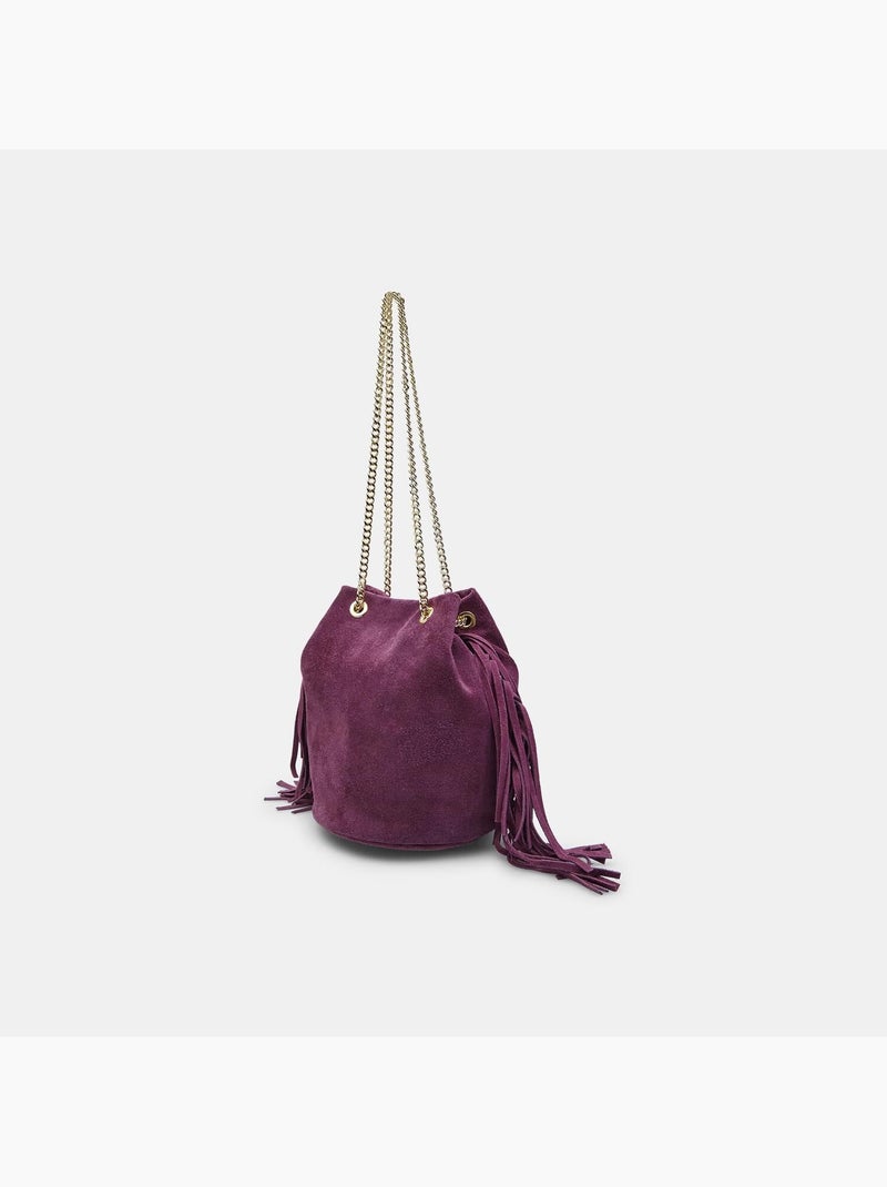 Sac à franges et cordon de serrage Bata Violet - Kiabi