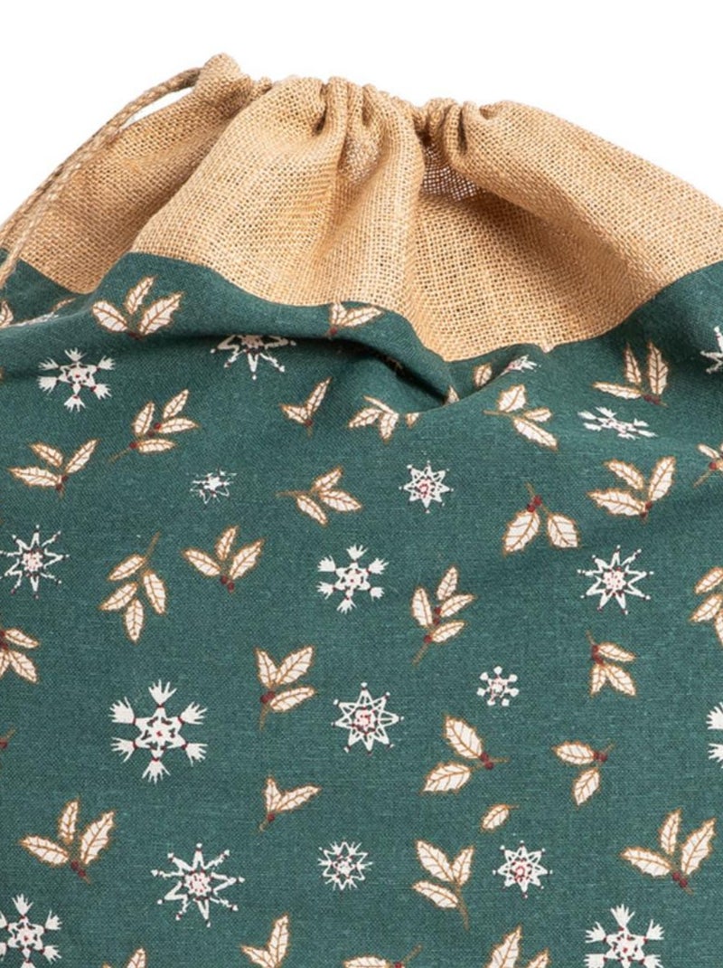 Sac à jouets imprimé CANNELLE en coton recyclé 'Deko&co' Vert sapin - Kiabi