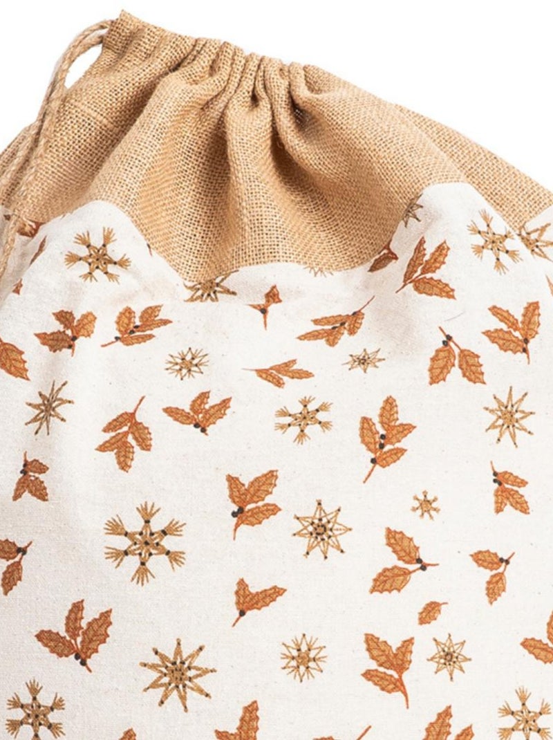 Sac à jouets imprimé CANNELLE NAT en coton recyclé 'Deko&co' Blanc Marron - Kiabi