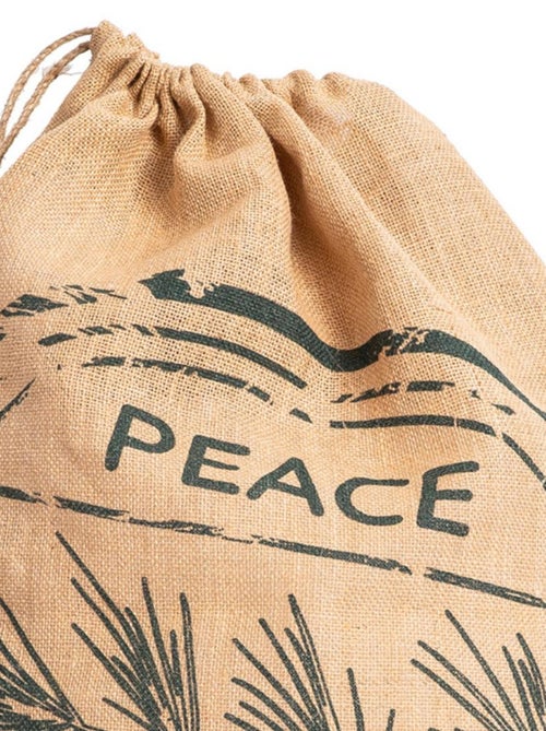 Sac à jouets imprimé PEACE&JOY en jute 'Deko&co' - Kiabi