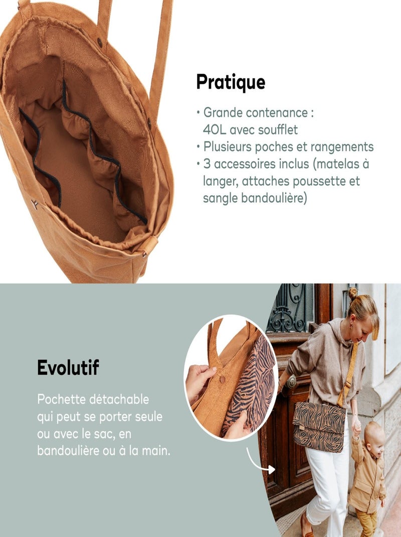 Sac à langer avec pochette amovible zebra 'babymoov' Marron - Kiabi