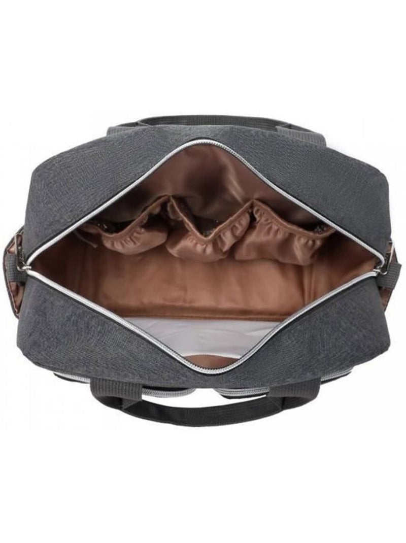 Sac à langer bébé - grande capacité avec poches isothermes - kono Gris foncé - Kiabi