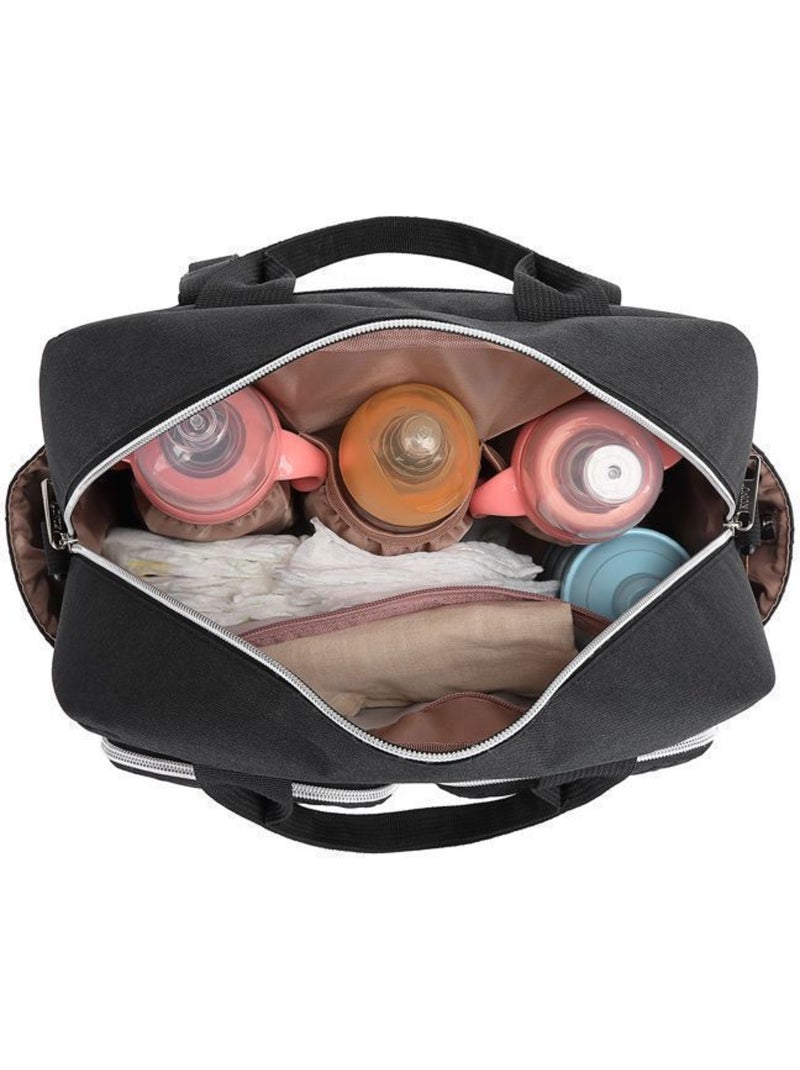Sac à langer bébé - grande capacité avec poches isothermes - kono Noir - Kiabi