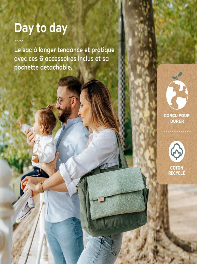 Sac à langer Day to Day pratique, 6 accessoires inclus, Abstract 'Babymoov' Vert - Kiabi