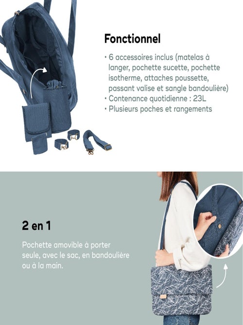 Sac à langer Day to Day pratique, 6 accessoires inclus, Palm 'Babymoov' - Kiabi