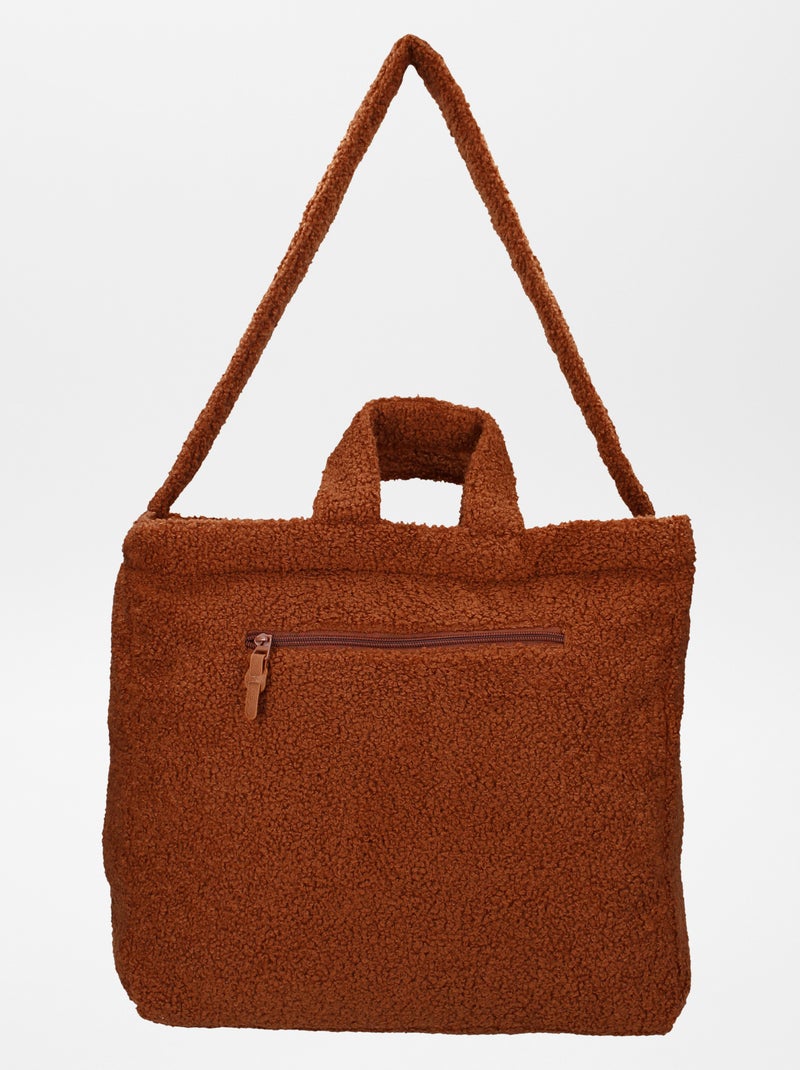 Sac à langer effet moutonné + tapis à langer nomade Bordeau - Kiabi