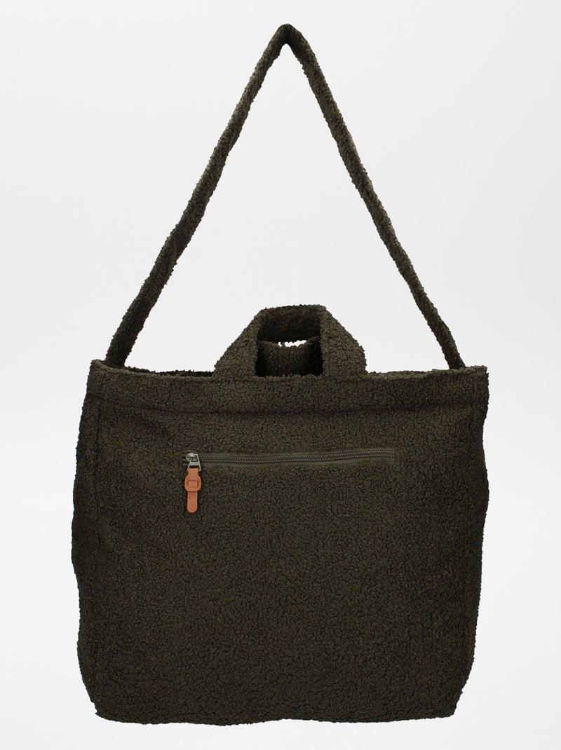 Sac à langer effet moutonné + tapis à langer nomade Kaki - Kiabi