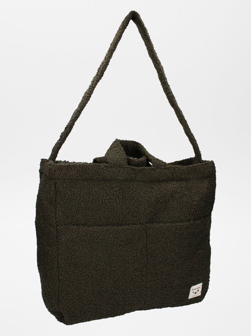 Sac à langer effet moutonné + tapis à langer nomade Kaki - Kiabi