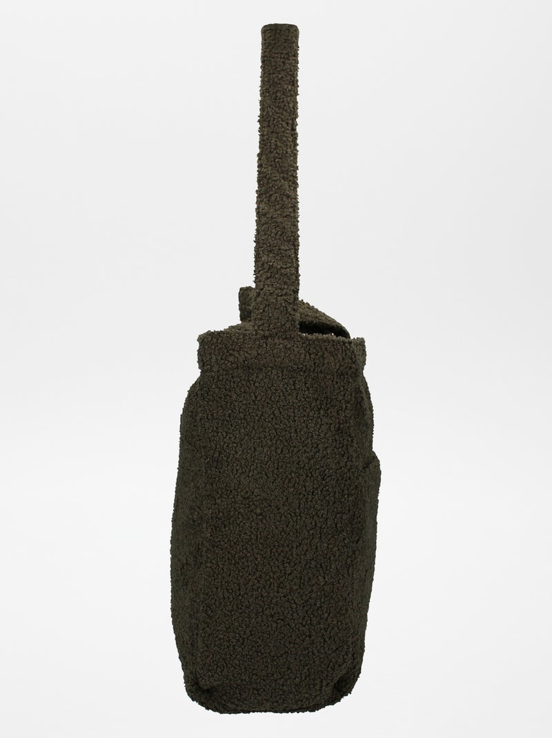 Sac à langer effet moutonné + tapis à langer nomade Kaki - Kiabi