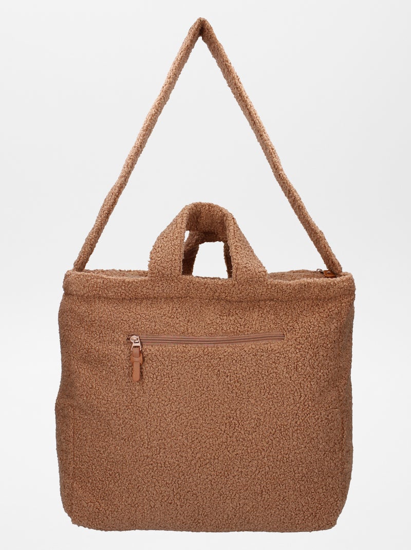 Sac à langer effet moutonné + tapis à langer nomade Marron - Kiabi
