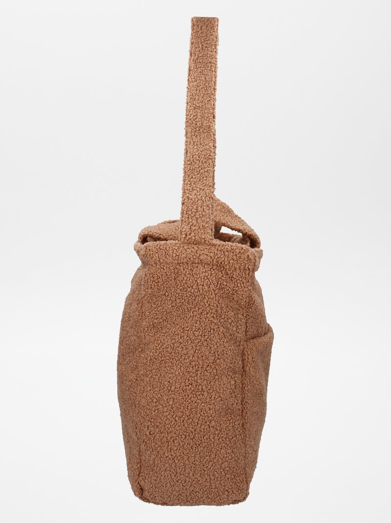 Sac à langer effet moutonné + tapis à langer nomade Marron - Kiabi