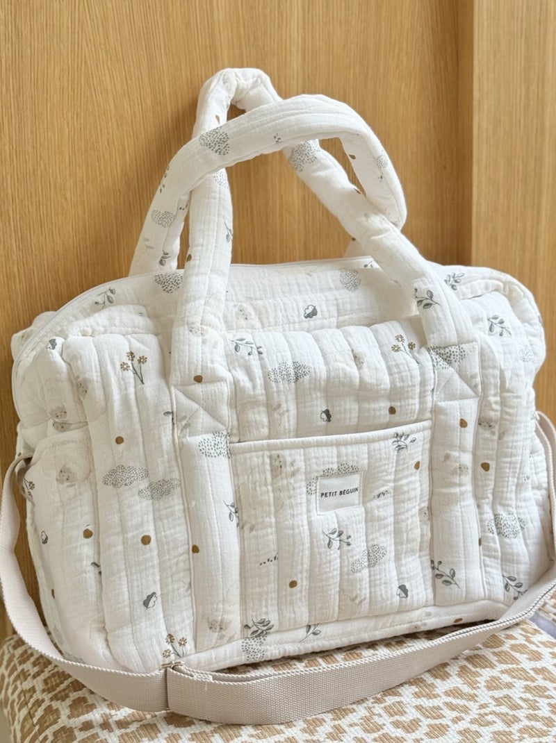 Sac à langer en gaze de coton et tapis de change Câlins Ecru - Kiabi