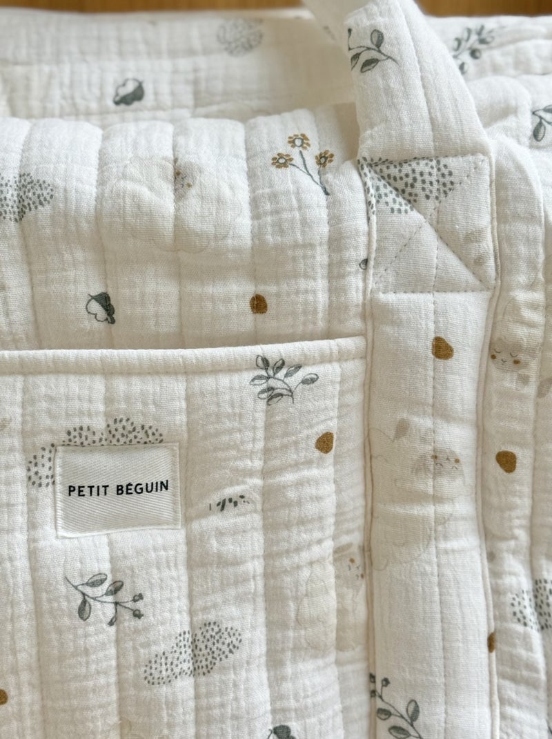 Sac à langer en gaze de coton et tapis de change Câlins Ecru - Kiabi