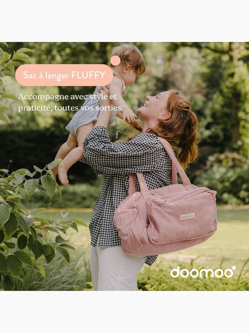 Sac a langer Fluffy Corduroy 'Doomoo' Rose pâle - Kiabi