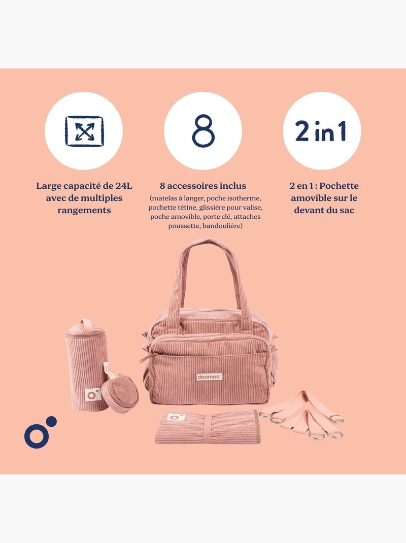 Sac a langer Fluffy Corduroy 'Doomoo' Rose pâle - Kiabi