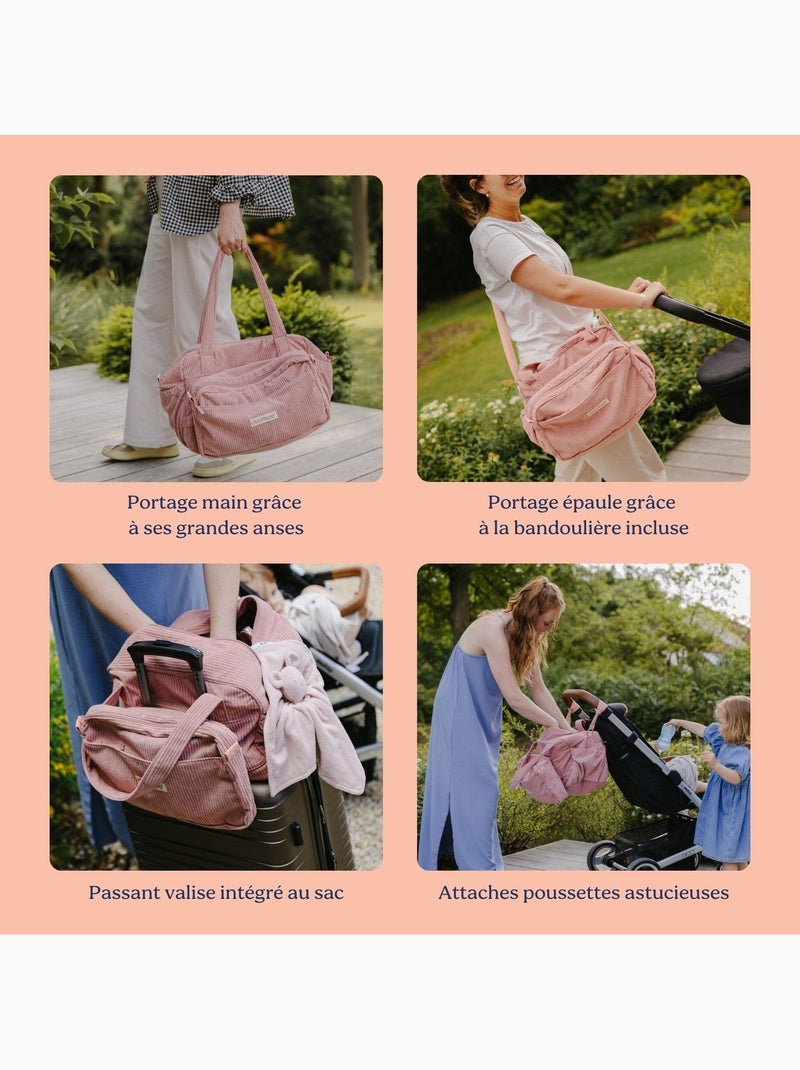 Sac a langer Fluffy Corduroy 'Doomoo' Rose pâle - Kiabi
