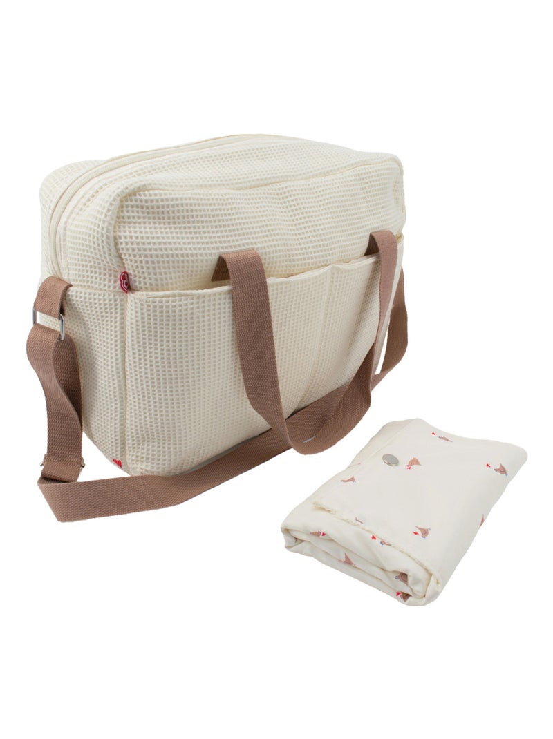 Sac à langer Love avec matelas à langer de voyage Ivoire - Kiabi